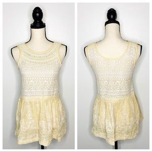 ANTHROPOLOGIE One September Embroidered Peplum Top